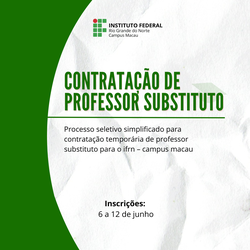 #33660 Divulgado processo seletivo simplificado para contratação temporária de professor substituto