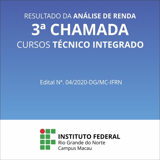 #33794 Divulgado resultado da análise de renda da 3ª chamada dos cursos técnico integrado