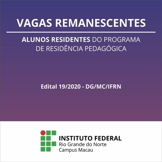 #33809 Edital de vagas remanescentes do Programa de Residência Pedagógica (PRP)