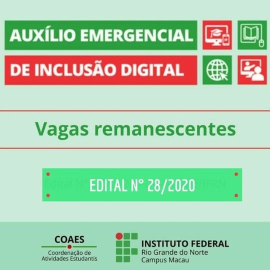 #33816 Campus divulga edital com vagas remanescentes para os Auxílios Digitais