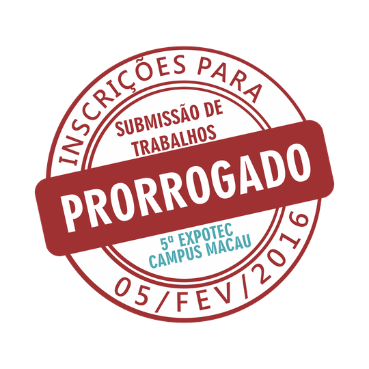 #33991 Prorrogado o prazo para submissão de trabalhos na EXPOTEC 2016