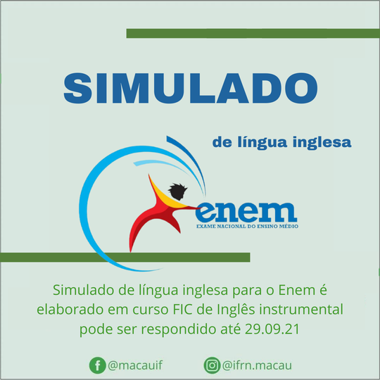 #34163 Simulado de língua inglesa para o Enem é elaborado pelo curso FIC de inglês instrumental