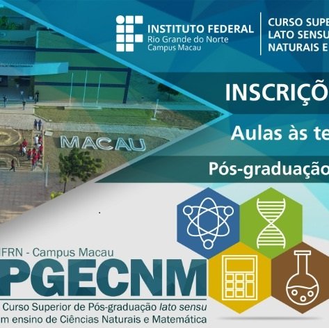 #34263 Aberto período de inscrições para Processo Seletivo para o curso de Especialização em Ensino de Ciências Naturais e Matemática