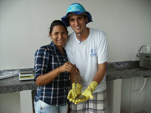 Alanna Renata Araújo (Diretora da Unidade Industrial) e Júlio Cacho (Professor/Engenheiro de Pesca)