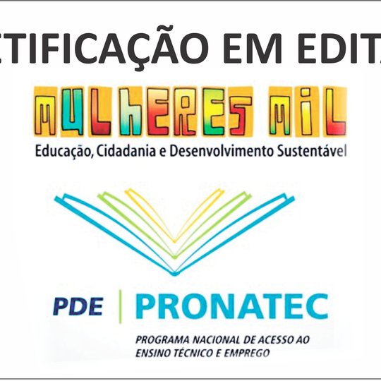 #34402 Retificação em edital 02/2016 do PRONATEC - Mulheres Mil