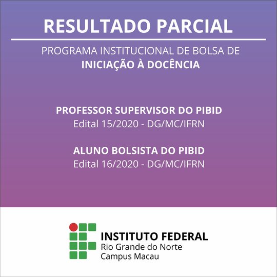 #34509 Divulgado os resultados parciais dos editais do Programa Institucional de Bolsa de Iniciação à Docência (PIBID) 