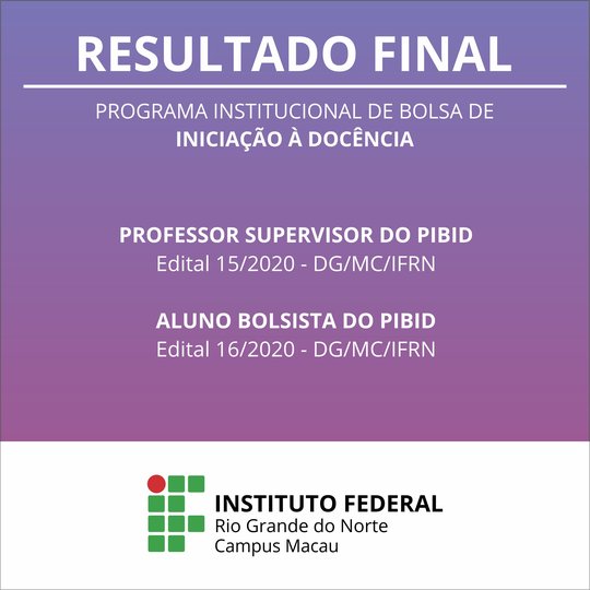 #34691 Divulgado o resultado final dos editais do Programa Institucional de Bolsa de Iniciação à Docência (PIBID) 