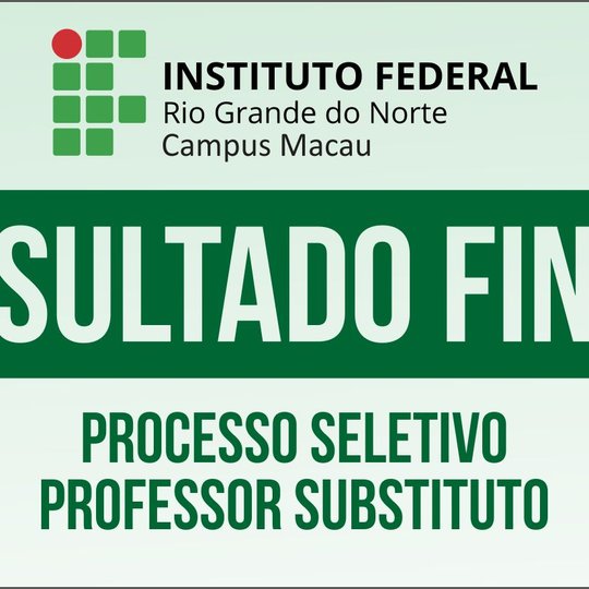 #34734 Publicado Resultado Final do Processo Seletivo de Professor Substituto Português
