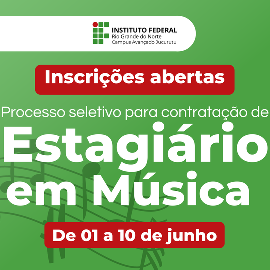 #34975 Abertas as inscrições do processo seletivo para contratação de estagiário de música