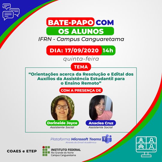 #35023 Bate papo com os alunos será sobre auxílios emergenciais