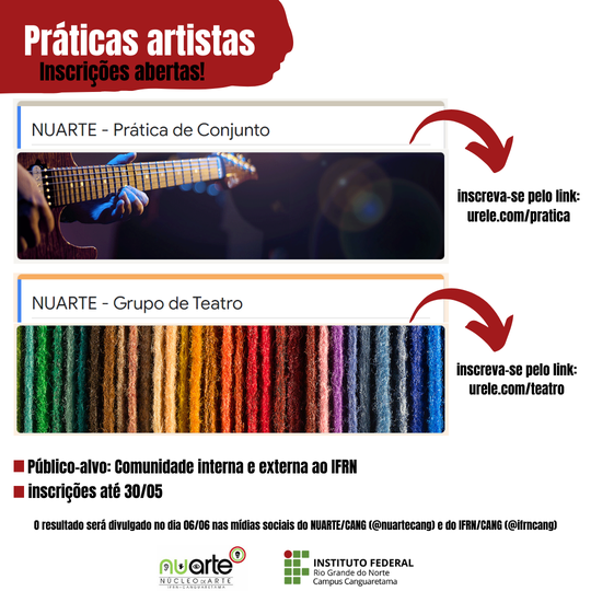 #35256 Estão abertas as inscrições para as práticas artísticas ofertadas pelo NUARTECang