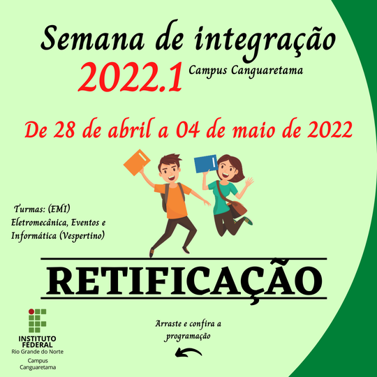 #35353 Retificação da notícia sobre a programação da Semana de Integração Acadêmica
