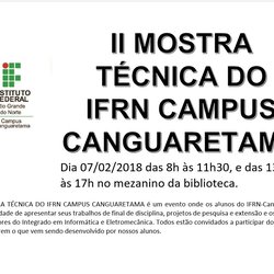#35419 II Mostra Técnica do Campus Canguaretama acontecerá na próxima semana