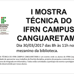 #35604 I Mostra Técnica do IFRN Campus Canguaretama acontecerá na próxima quinta-feira 