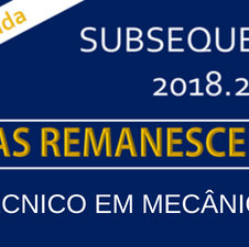 #35735 Divulgado edital de convocação para vagas remanescentes do Curso Técnico em Mecânica – Subsequente – Ingresso em 2018.2