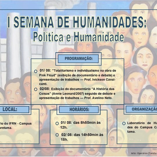 #35859 "Política e Humanidade" é tema da I Semana de Humanidades