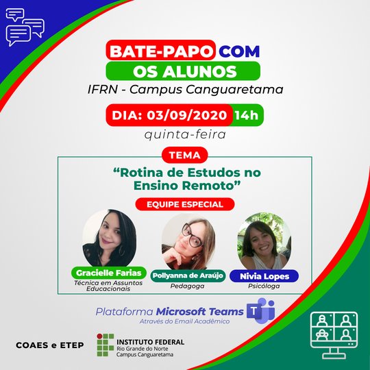 #36061 Projeto Bate Papo com os Alunos realiza diálogo sobre rotina de estudos