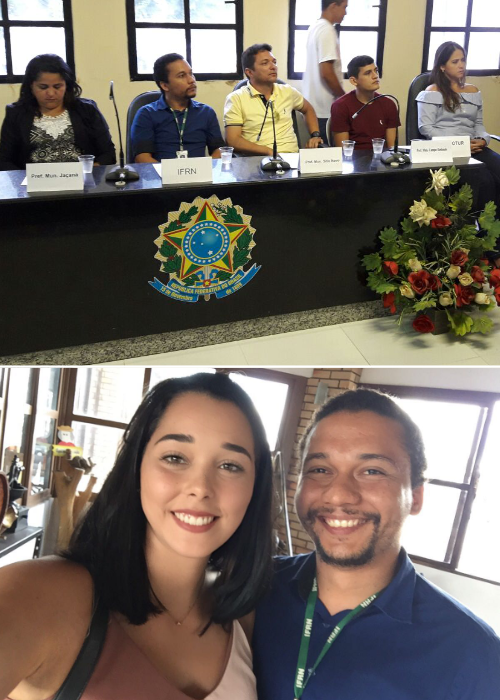 Prof. Márcio Marreiro e Maria Helena de Souza na reunião do Pólo.