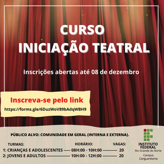#36259 Abertas inscrições para curso de Iniciação teatral