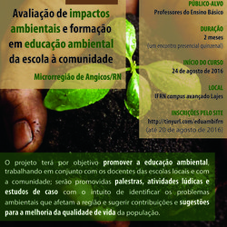 #36615 Abertas as inscrições para o curso “Avaliação de impactos ambientais e formação em educação ambiental da escola à comunidade – Microrregião de Angicos/RN”