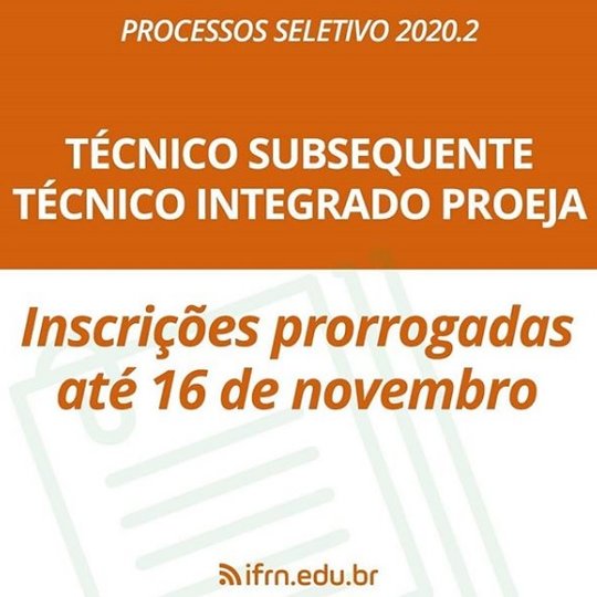 #36984 Inscrições para curso Técnico em Informática Subsequente seguem abertas até o dia 16 de novembro de 2020
