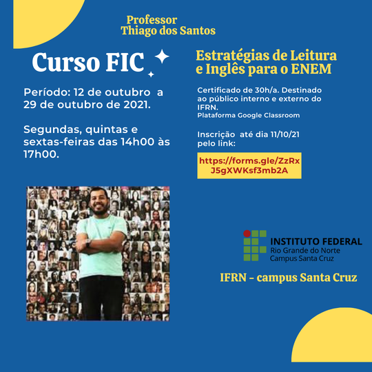 #37255 Inscrições abertas - Curso FIC: Estratégias de Leitura e Inglês para ENEM