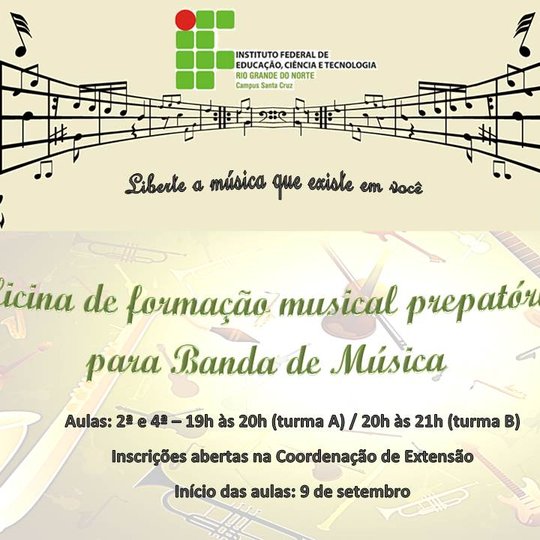 #37871 Inscrições para Oficina de Formação Musical estão abertas