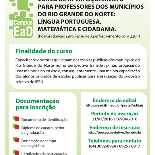 #38050 Inscrições abertas para curso de aperfeiçoamento de professores
