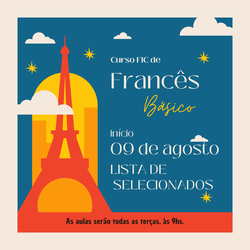 #38255 Divulga a lista de aprovados para o Curso FIC de Francês Básico