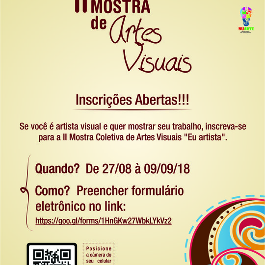 #38326 Inscrições abertas para a 2ª Mostra Coletiva de Artes Visuais “Eu, artista”.