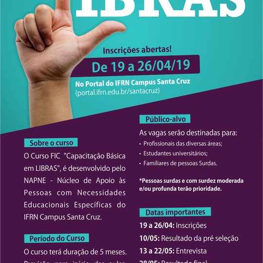 #38393 Campus abrirá inscrições para Capacitação Básica em LIBRAS