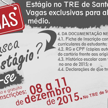 #38484 TRE - Abre inscrição para seleção de estagiário