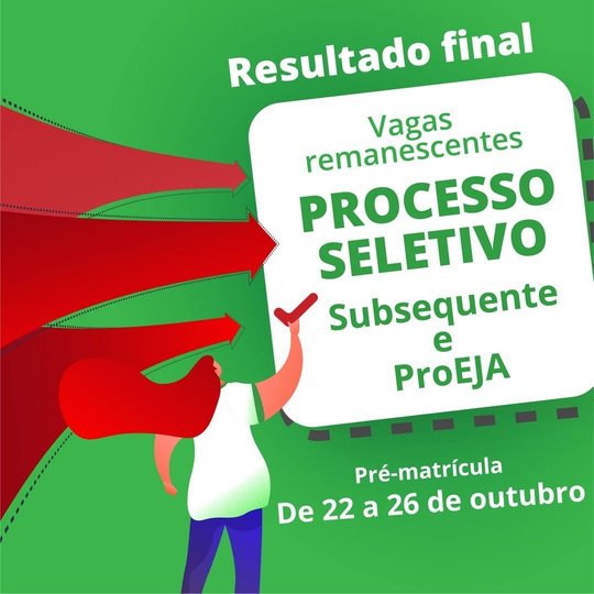 #39123 Divulgados resultados finais de processos seletivos para cursos subsequentes e ProEJA