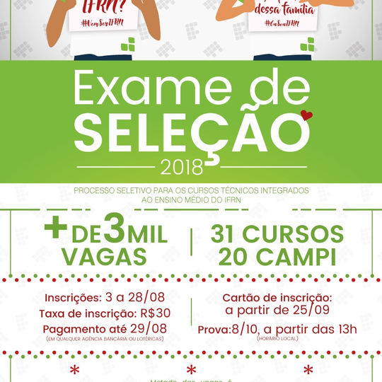 #39301 Abertas as inscrições para o Exame de Seleção - 2018