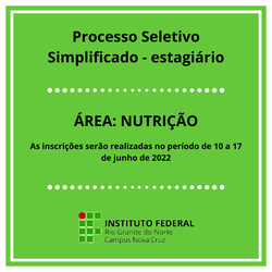 #39831 Processo Seletivo Simplificado, destinado à seleção de estagiário na área de Nutrição