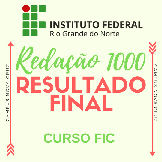 #39933 Resultado Final do Curso FIC Redação 1000 - Retificado