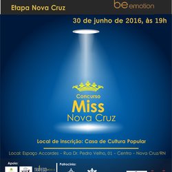 #40325 Inscrições abertas para o concurso Miss Nova Cruz 2016