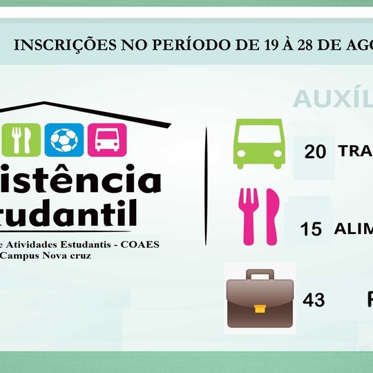 #40840 Inscrições abertas para os programas de assistência estudantil