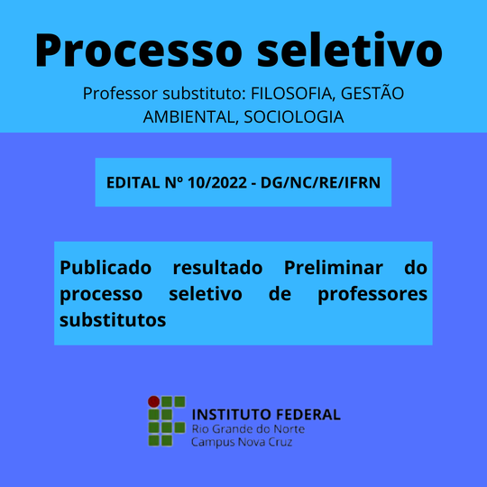 #41116 Resultado Preliminar do processo seletivo de professores substitutos