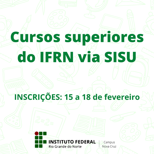#41174 Campus Nova Cruz oferta 20 vagas para o Curso de Análise e Desenvolvimento de Sistemas e 20 vagas para o curso de Processos Químicos