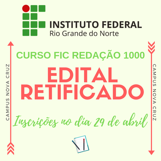 #41250 Edital Retificado - Curso FIC Redação 1000