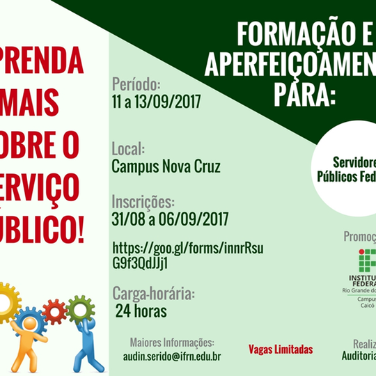 #41255  Curso de “Formação e Aperfeiçoamento para Servidores Públicos” em Nova Cruz