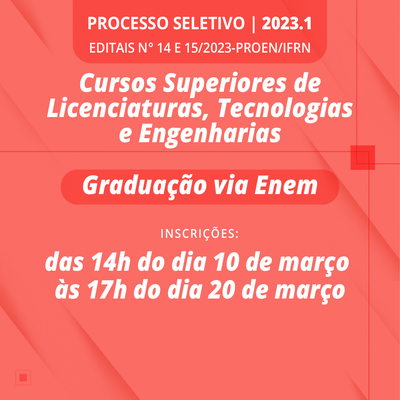 #41878 Inscrições para vagas em cursos superiores de graduação via Enem vão até 20 de março