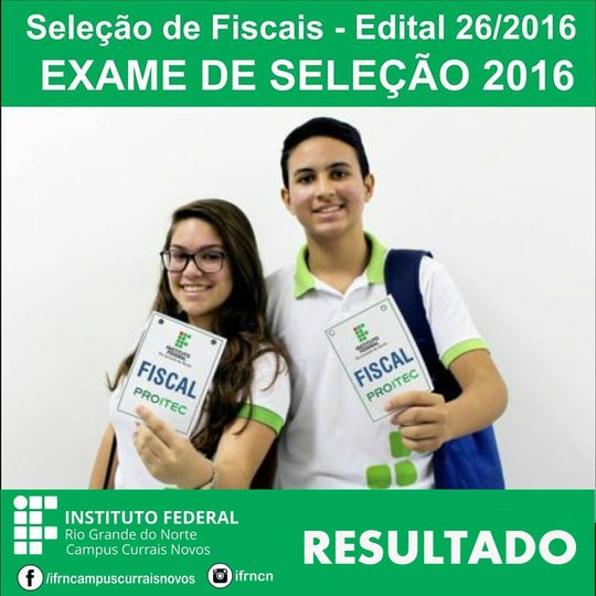 #44139 Publicado resultado da seleção para Fiscais do Exame de Seleção