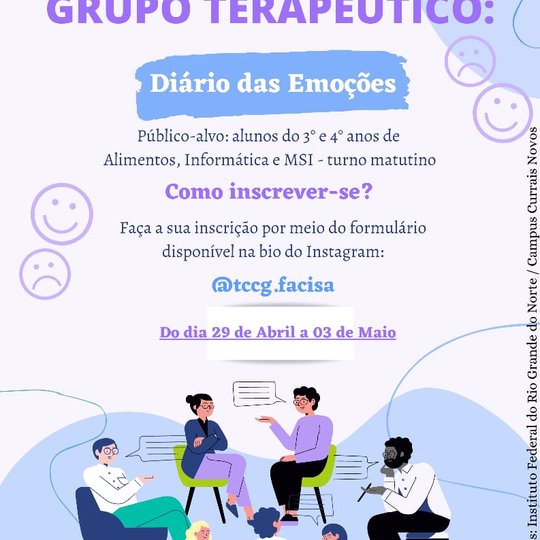 #44216 Grupo terapêutico: Inscrições abertas.