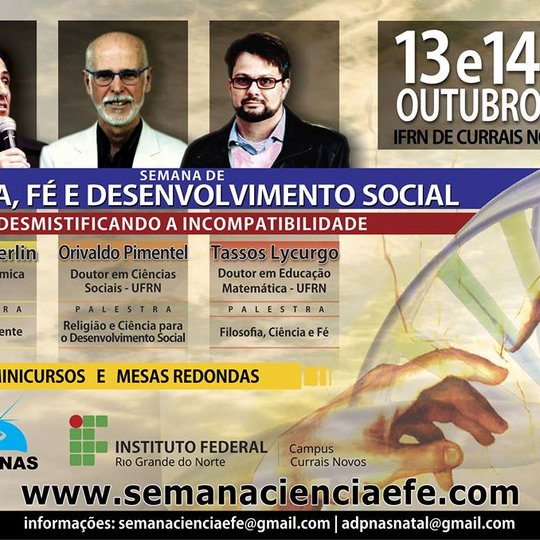 #44479 Campus Currais Novos realizará a I Semana de Ciência, Fé e Desenvolvimento Social.