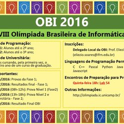 #44793 As inscrições da Olimpíada Brasileira de Informática 2016 estão abertas!
