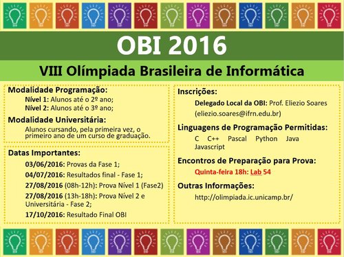 Olimpíada Brasileira de Informática 2016