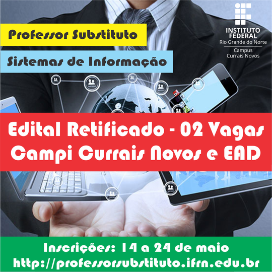 #44854 Retificado Edital para contratação de Professor Substituto para Sistemas de Informação