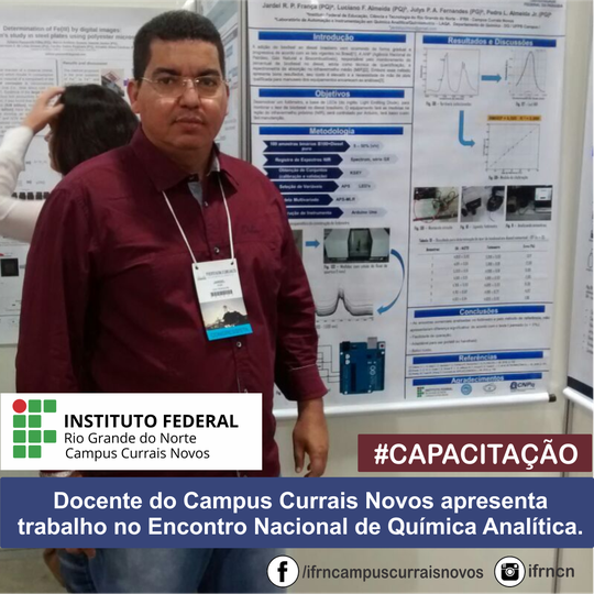 #45152 Docente do Campus Currais Novos apresenta trabalho no Encontro Nacional de Química Analítica.